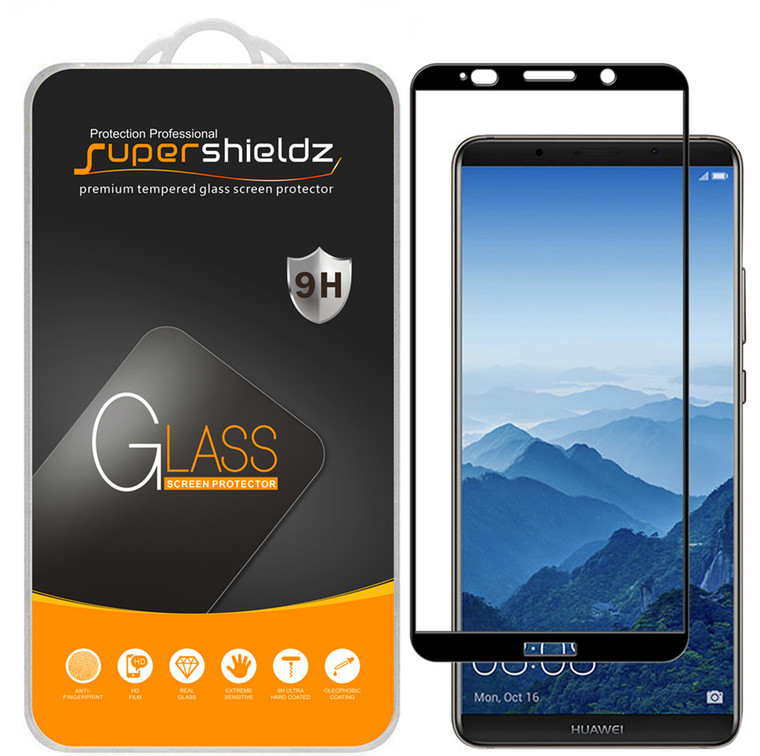 [2-Pack] Supershieldz for Huawei Mate 10 Pro [Full Screen Coverage] Tempered Glass Screen Protector, Anti-Scratch, Bubble Free (Black)