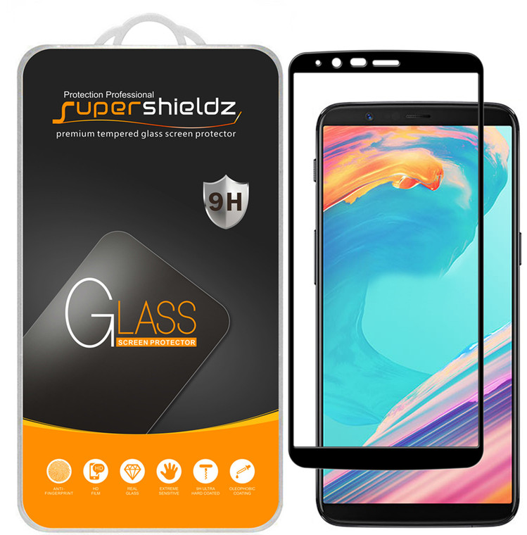 [2-Pack] Supershieldz for OnePlus 5T [Full Screen Coverage] Tempered Glass Screen Protector, Anti-Scratch, Bubble Free (Black)