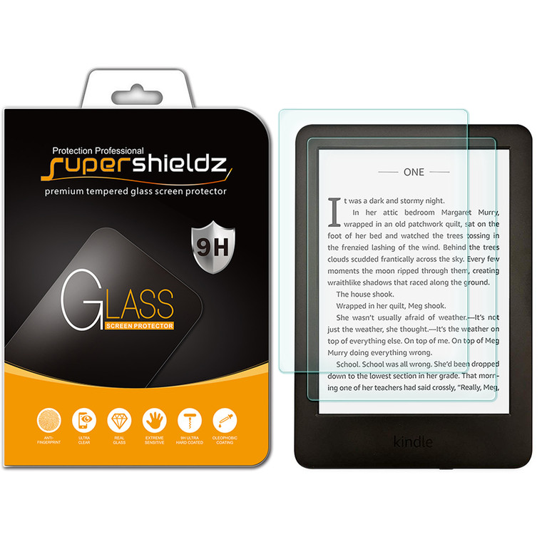 [2-Pack] Supershieldz for Kindle / Kindle Touch / Kindle Paperwhite Tempered Glass Screen Protector, Anti-Scratch, Anti-Fingerprint, Bubble Free
