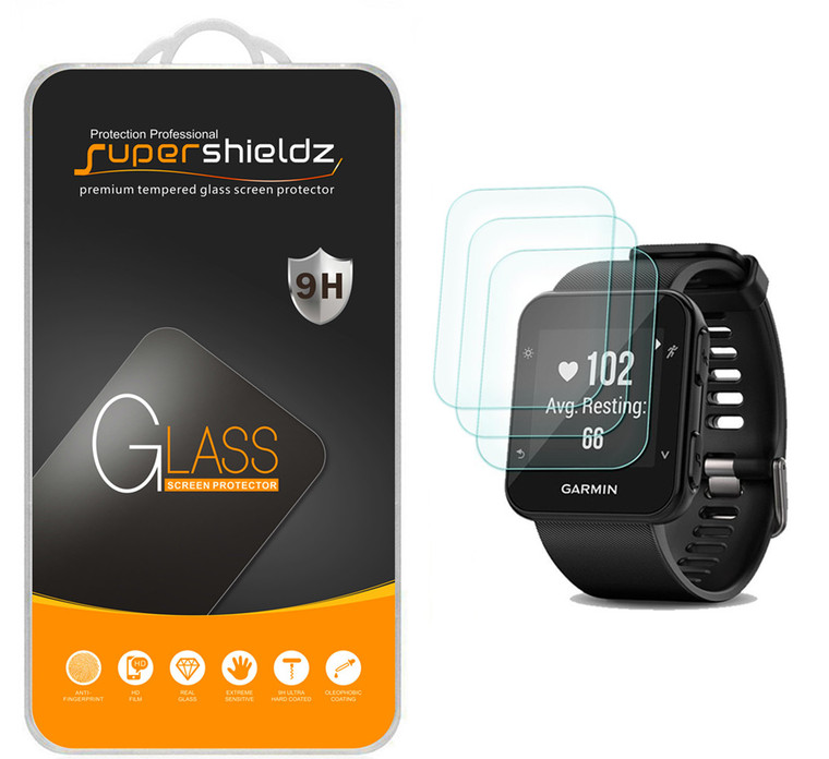 [3-Pack] Supershieldz for Garmin Forerunner 35 Tempered Glass Screen Protector, Anti-Scratch, Anti-Fingerprint, Bubble Free