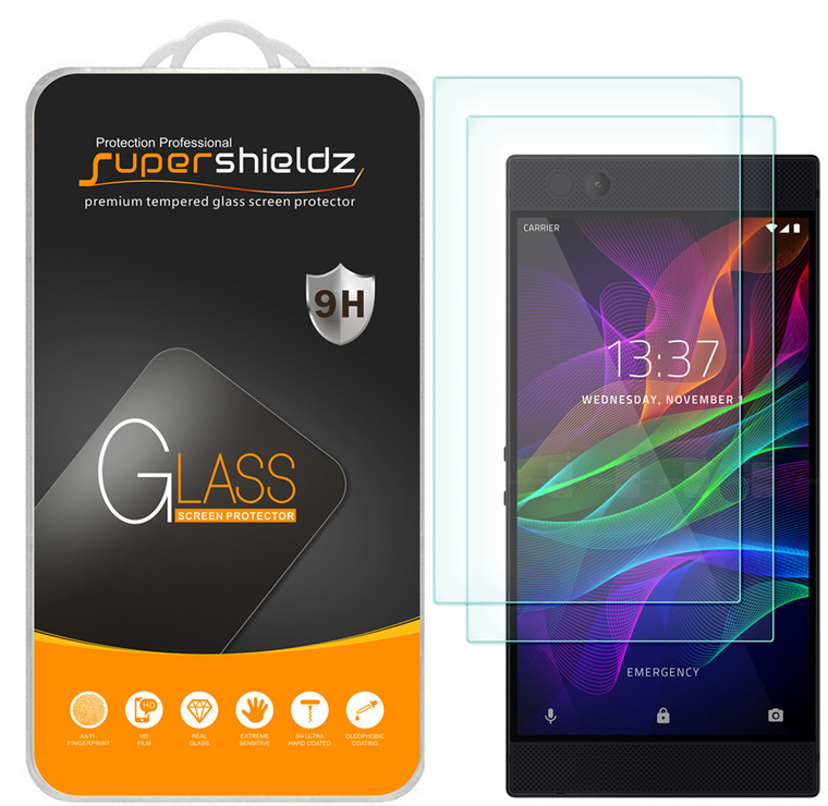 [2-Pack] Supershieldz for Razer Phone Tempered Glass Screen Protector, Anti-Scratch, Anti-Fingerprint, Bubble Free