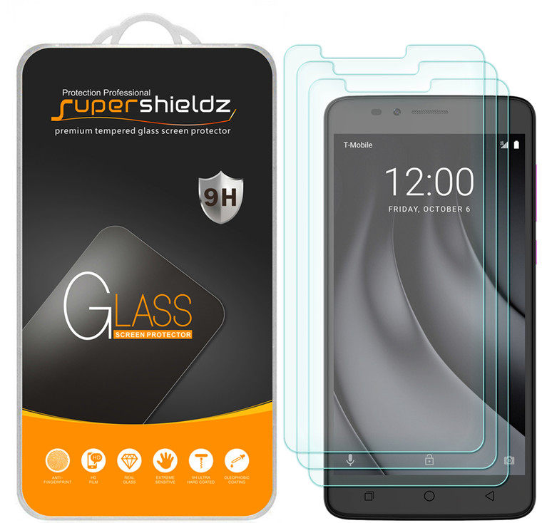 [3-Pack] Supershieldz for T-Mobile REVVL Plus Tempered Glass Screen Protector, Anti-Scratch, Anti-Fingerprint, Bubble Free