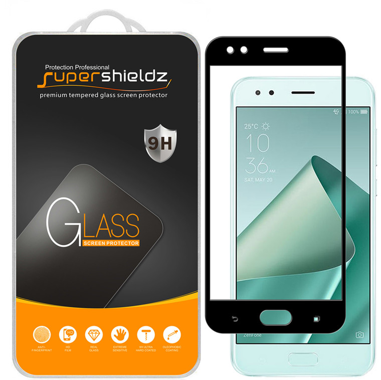 [2-Pack] Supershieldz for Asus ZenFone 4 (ZE554KL) [Full Screen Coverage] Tempered Glass Screen Protector, Anti-Scratch, Bubble Free (Black)