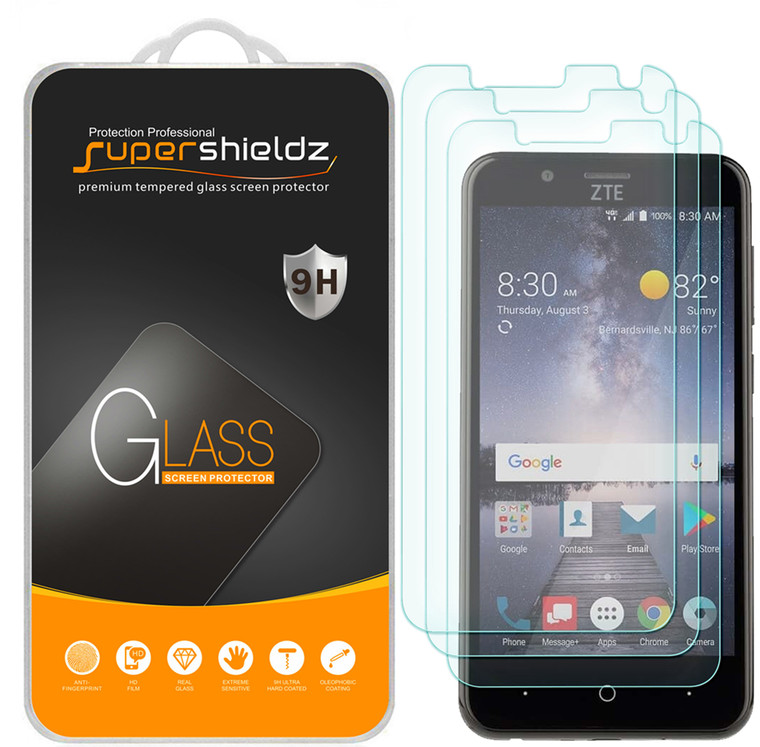 [3-Pack] Supershieldz for ZTE Fanfare 3 Tempered Glass Screen Protector, Anti-Scratch, Anti-Fingerprint, Bubble Free