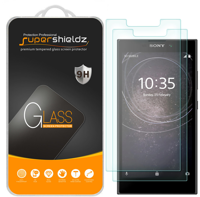 [2-Pack] Supershieldz for Sony Xperia L2 Tempered Glass Screen Protector, Anti-Scratch, Anti-Fingerprint, Bubble Free