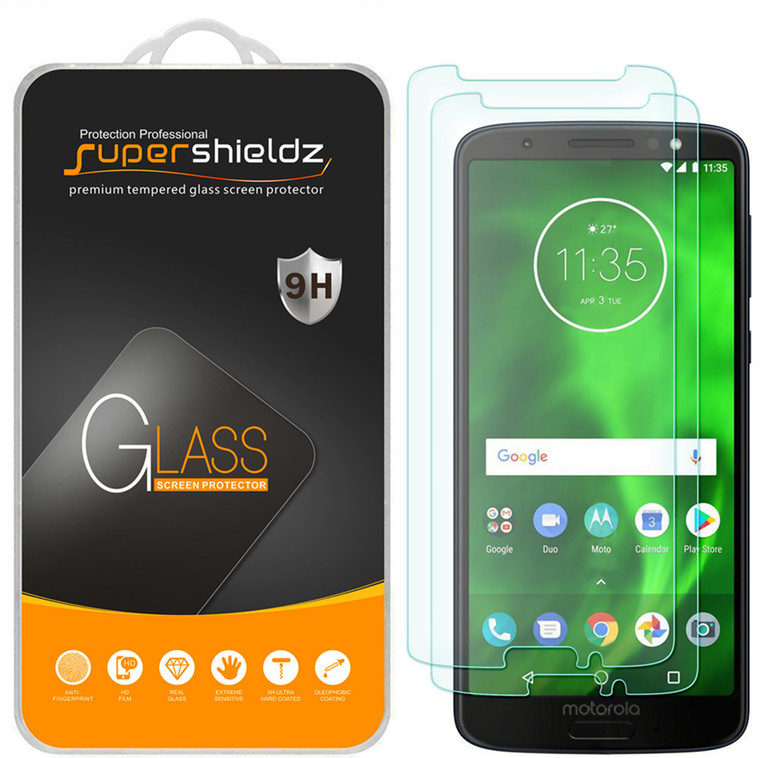 [2-Pack] Supershieldz for Motorola Moto G6 Tempered Glass Screen Protector, Anti-Scratch, Anti-Fingerprint, Bubble Free