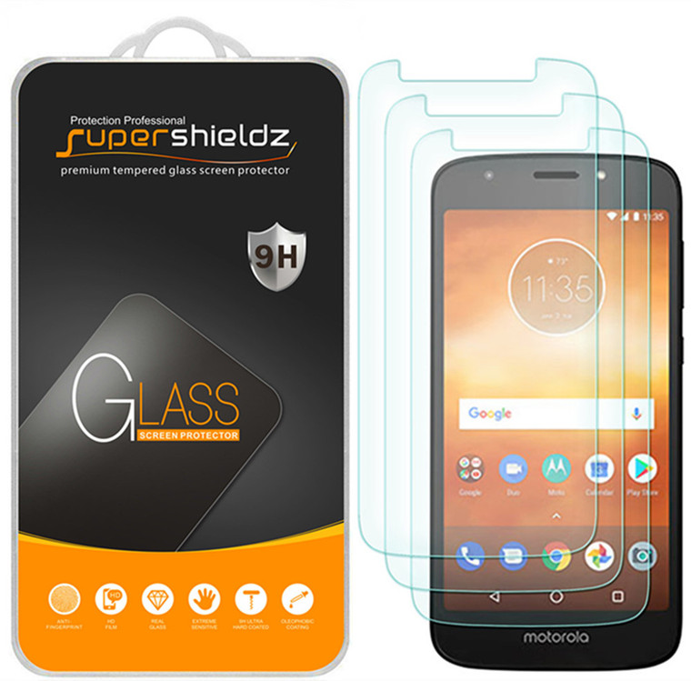 [3-Pack] Supershieldz for Motorola Moto E5 Play Tempered Glass Screen Protector, Anti-Scratch, Anti-Fingerprint, Bubble Free