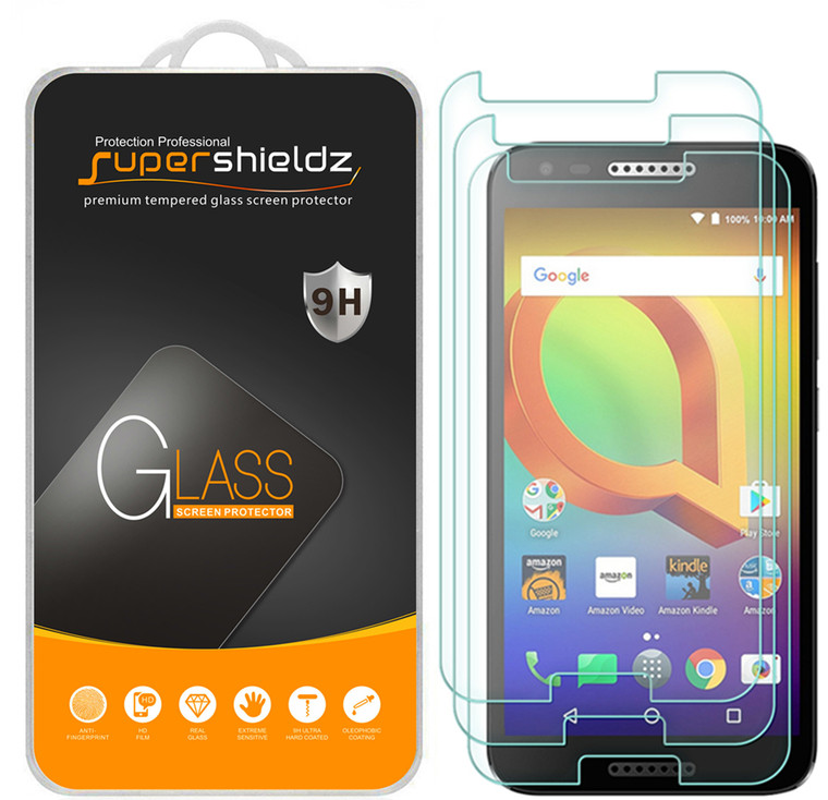 [3-Pack] Supershieldz for Alcatel Kora Tempered Glass Screen Protector, Anti-Scratch, Anti-Fingerprint, Bubble Free