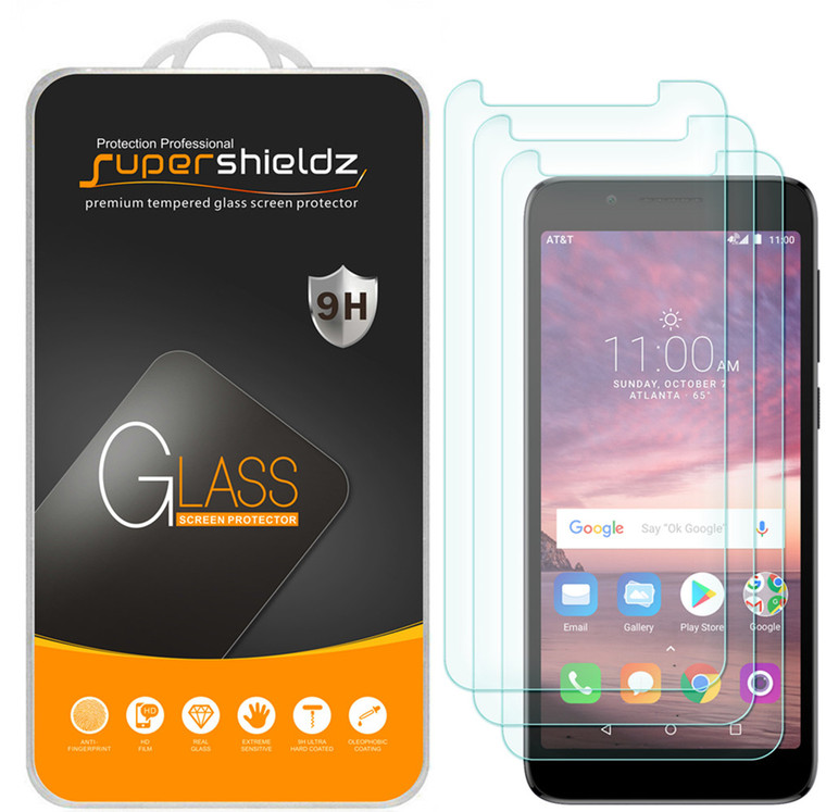 [3-Pack] Supershieldz for Alcatel 1X Tempered Glass Screen Protector, Anti-Scratch, Anti-Fingerprint, Bubble Free