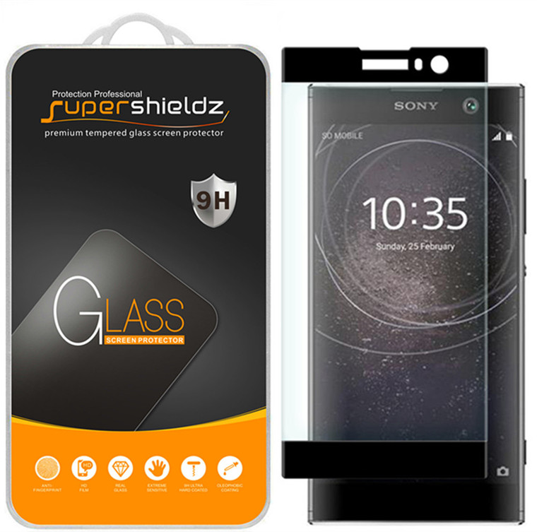 [1-Pack] Supershieldz for Sony Xperia XA2 [Full Screen Coverage][3D Curved Glass] Tempered Glass Screen Protector, Anti-Scratch, Bubble Free (Black)