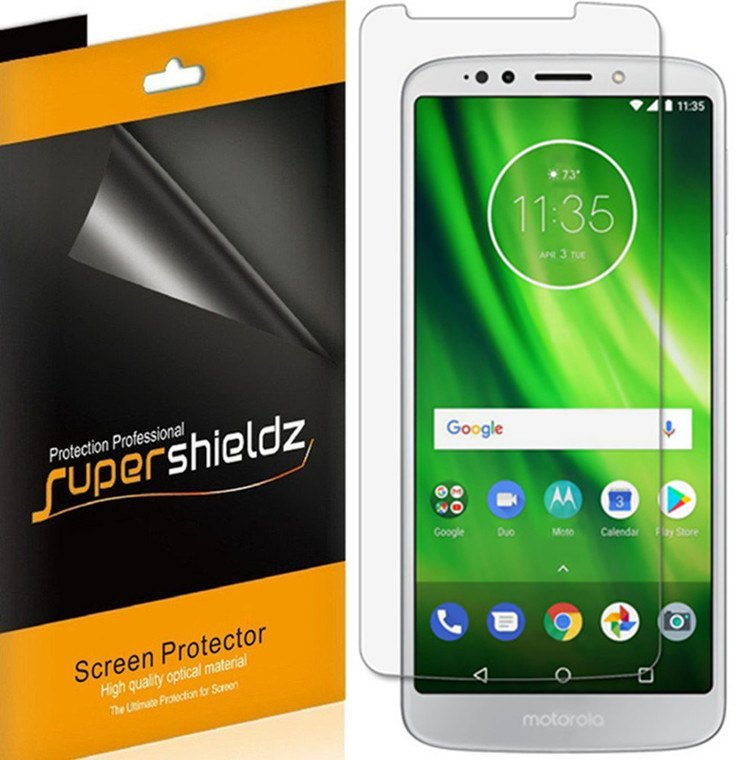 [6-Pack] Supershieldz for Motorola Moto G6 Play Screen Protector, Anti-Bubble High Definition (HD) Clear Shield