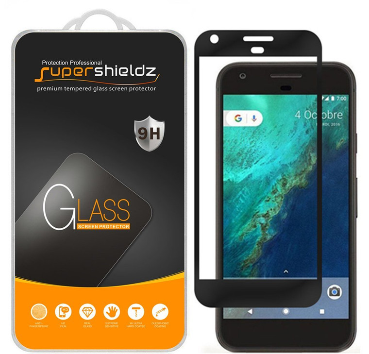 [2-Pack] Supershieldz for Google Pixel [Full Screen Coverage] Tempered Glass Screen Protector, Anti-Scratch, Bubble Free (Black)