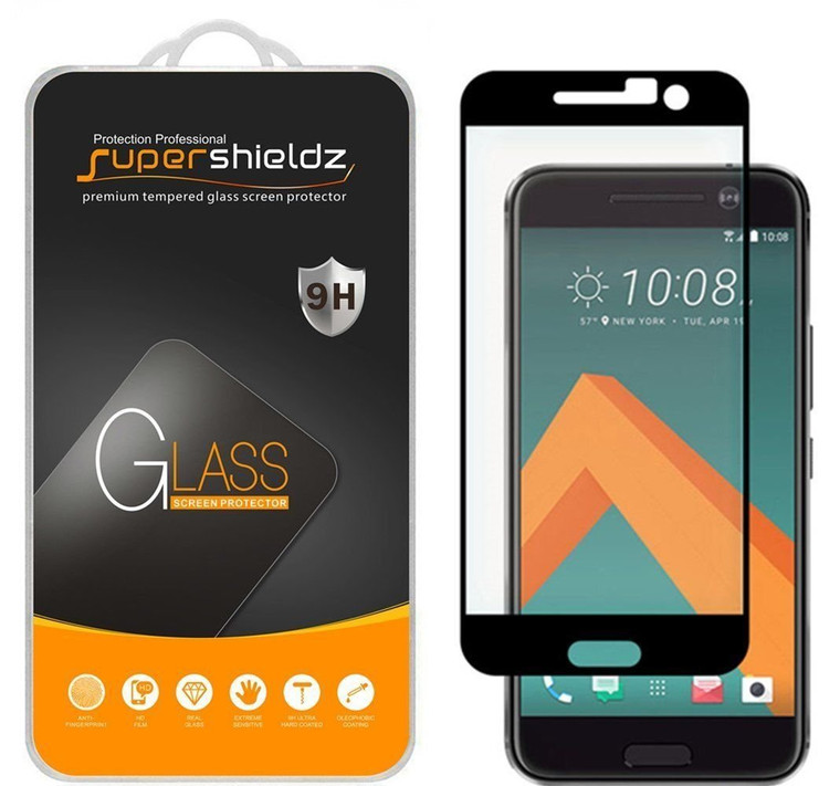 [2-Pack] Supershieldz for HTC 10 [Full Screen Coverage] Tempered Glass Screen Protector, Anti-Scratch, Bubble Free (Black)