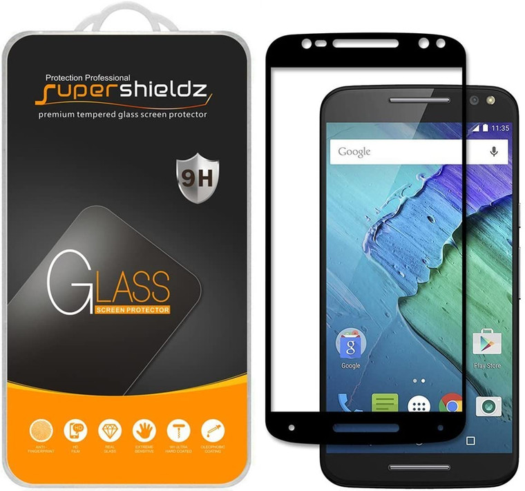 [2-Pack] Supershieldz for Motorola Moto X Pure Edition [Full Screen Coverage] Tempered Glass Screen Protector, Anti-Scratch, Bubble Free (Black)