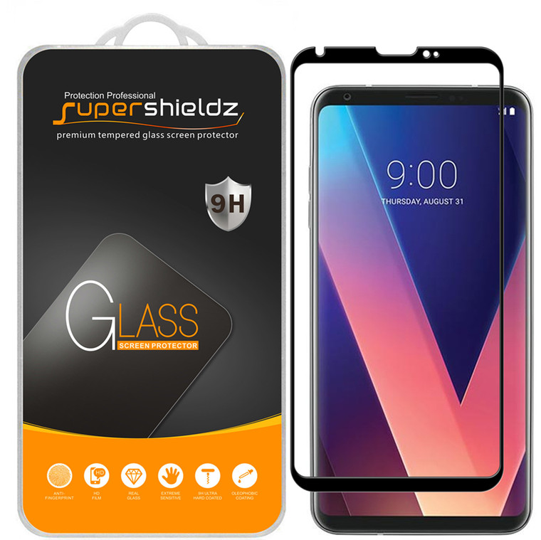 [1-Pack] Supershieldz for LG V30S ThinQ [Full Screen Coverage][3D Curved Glass] Tempered Glass Screen Protector, Anti-Scratch, Bubble Free (Black)