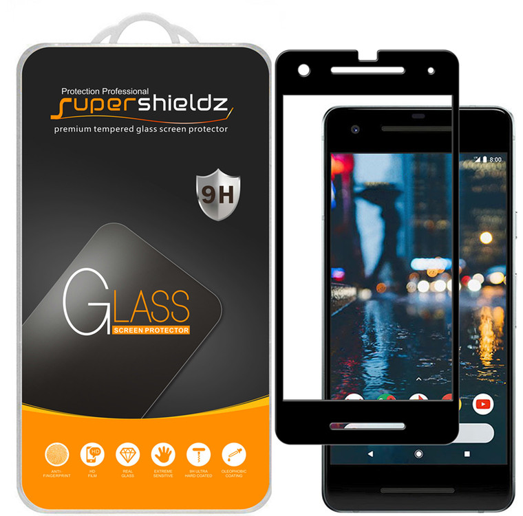 [2-Pack] Supershieldz for Google Pixel 2 XL [Full Screen Coverage][3D Curved Glass] Tempered Glass Screen Protector, Anti-Scratch, Bubble Free (Black)