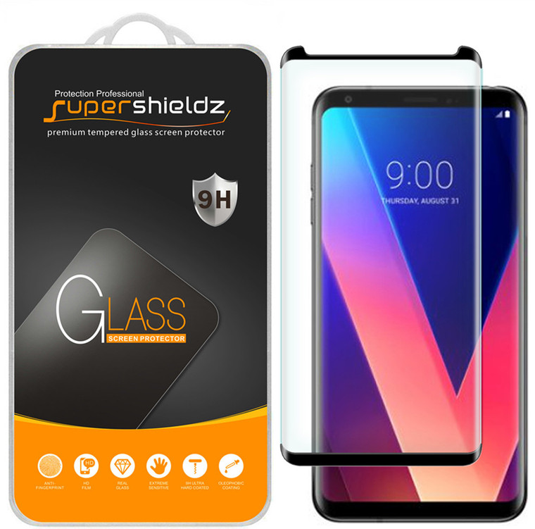 [2-Pack] Supershieldz for LG V30 Plus/LG V30+ [Full Screen Coverage][3D Curved Glass] Tempered Glass Screen Protector, Anti-Scratch, Bubble Free (Black)