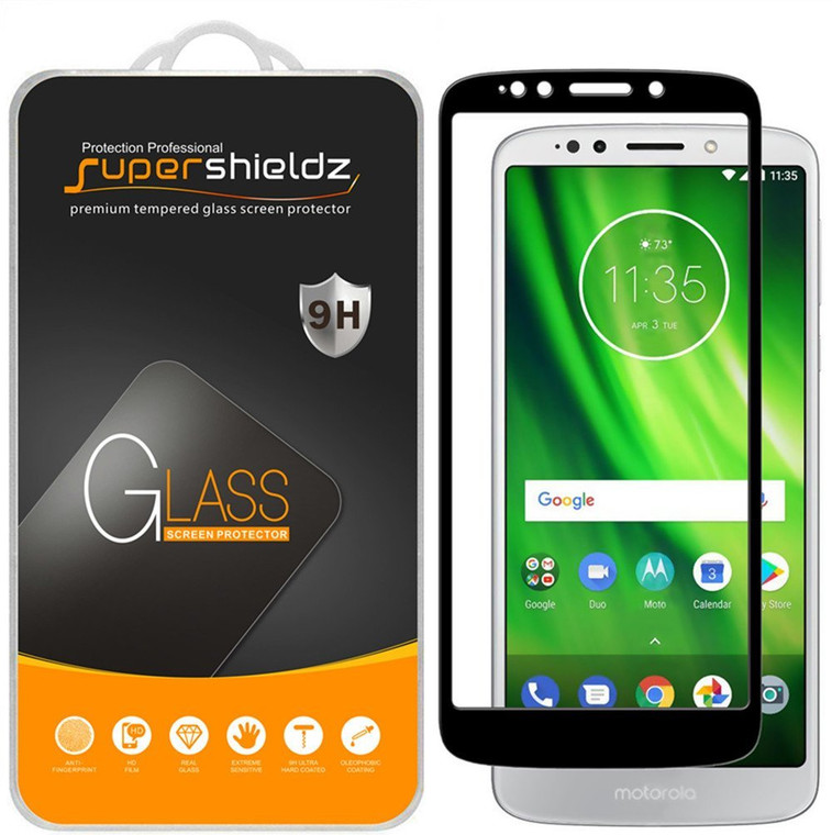 [2-Pack] Supershieldz for Motorola Moto G6 Forge [Full Screen Coverage] Tempered Glass Screen Protector, Anti-Scratch, Bubble Free (Black)