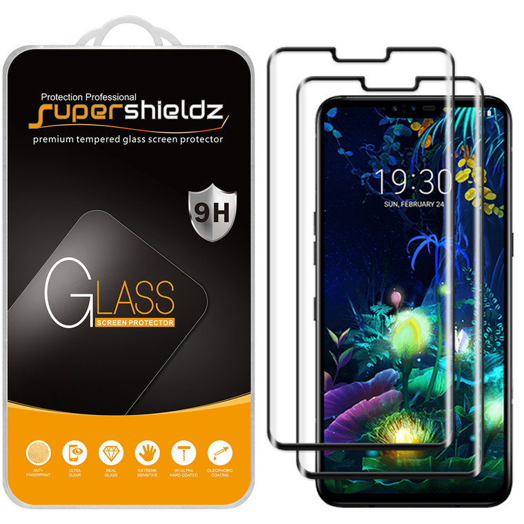 [2-Pack] Supershieldz for LG V40 ThinQ [Full Screen Coverage][3D Curved Glass] Tempered Glass Screen Protector, Anti-Scratch, Bubble Free (Black)