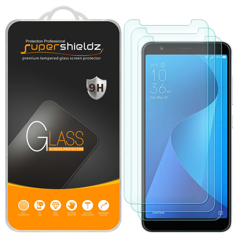 [3-Pack] Supershieldz for Asus ZenFone Max (M1) ZB555KL Tempered Glass Screen Protector, Anti-Scratch, Anti-Fingerprint, Bubble Free