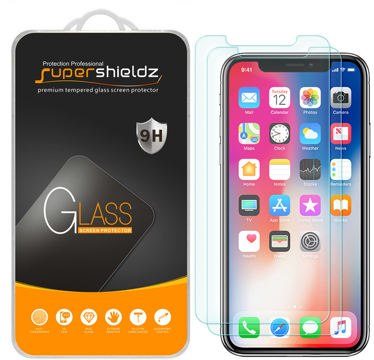 [2-Pack] Supershieldz for Tempered Glass Screen Protector for Apple iPhone XS