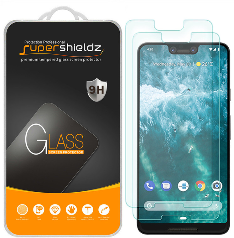 [2-Pack] Supershieldz for Google (Pixel 3 XL) Tempered Glass Screen Protector, Anti-Scratch, Anti-Fingerprint, Bubble Free