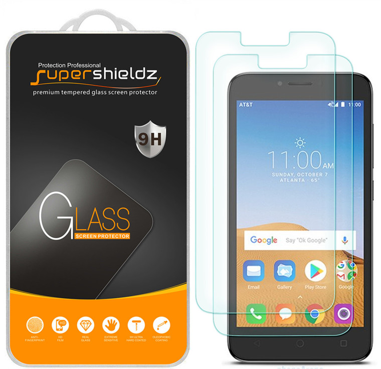 [2-Pack] Supershieldz for Alcatel Tetra Tempered Glass Screen Protector, Anti-Scratch, Anti-Fingerprint, Bubble Free