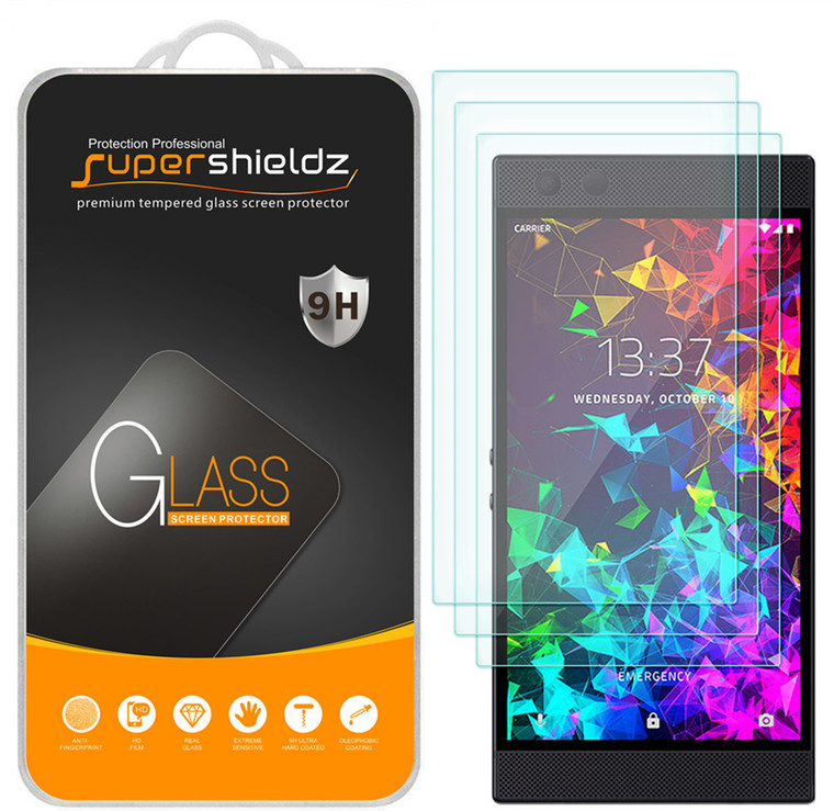 [3-Pack] Supershieldz for Razer Phone 2 Tempered Glass Screen Protector, Anti-Scratch, Anti-Fingerprint, Bubble Free