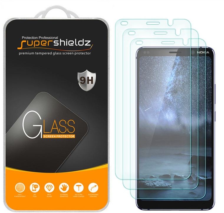 [3-Pack] Supershieldz for Nokia 9 Tempered Glass Screen Protector, Anti-Scratch, Anti-Fingerprint, Bubble Free