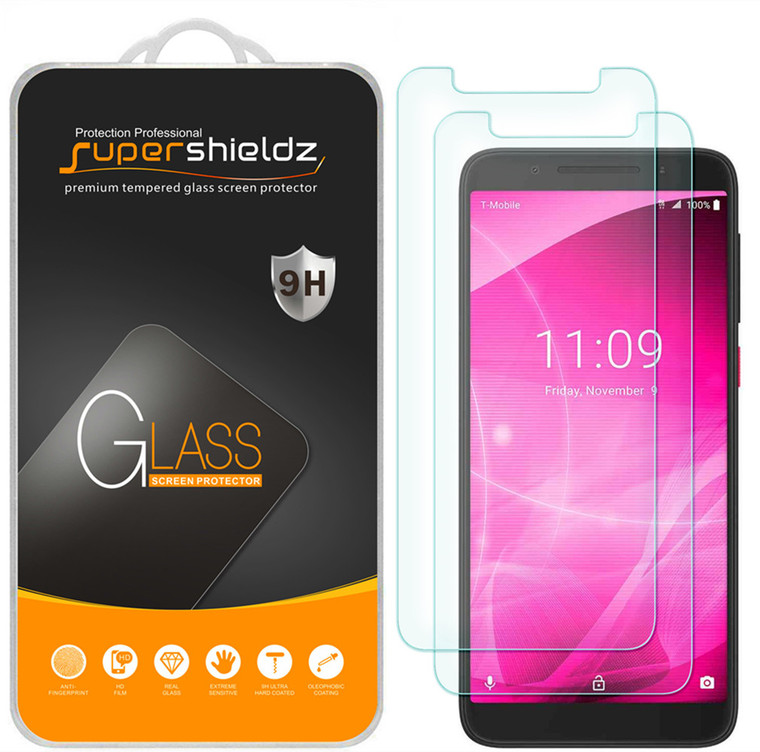 [2-Pack] Supershieldz for T-Mobile (Revvl 2) Tempered Glass Screen Protector, Anti-Scratch, Anti-Fingerprint, Bubble Free