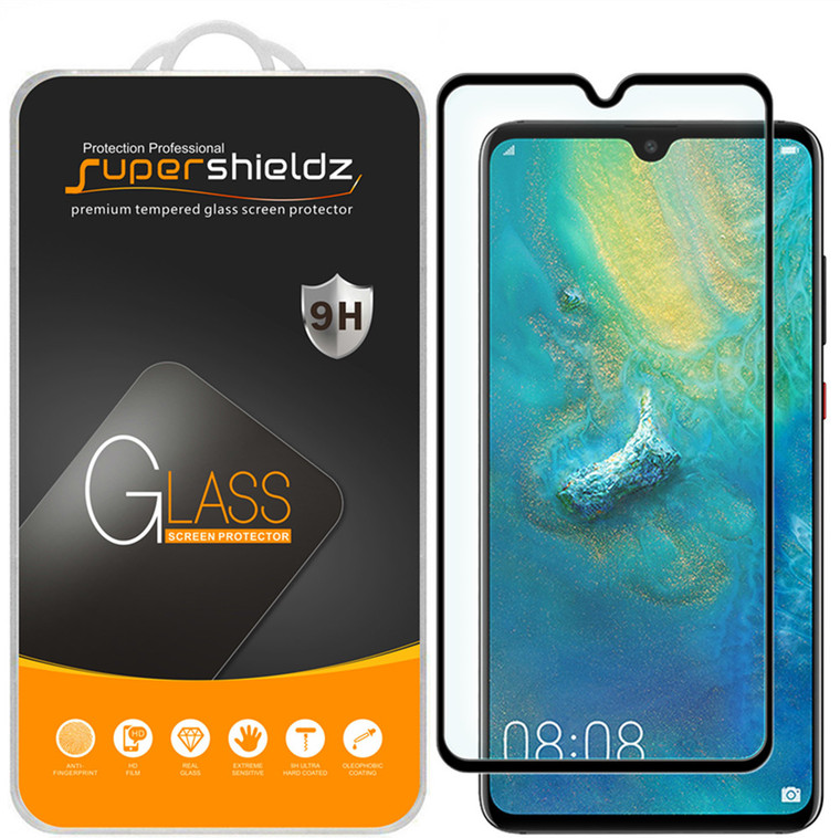 [2-Pack] Supershieldz for Huawei Mate 20 [Full Screen Coverage] Tempered Glass Screen Protector, Anti-Scratch, Bubble Free (Black)