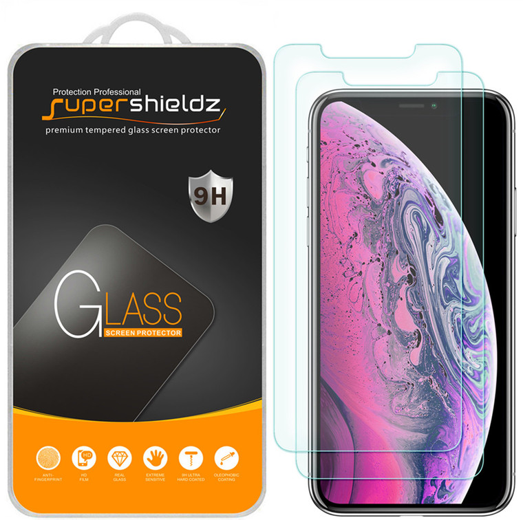 [2-Pack] Supershieldz for Apple iPhone 11 Pro Max / iPhone Xs Max (6.5") Tempered Glass Screen Protector with [Easy Installation Tray] Anti-Scratch, Bubble Free