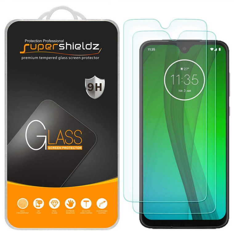 [2-Pack] Supershieldz for Motorola Moto G7 Tempered Glass Screen Protector, Anti-Scratch, Anti-Fingerprint, Bubble Free