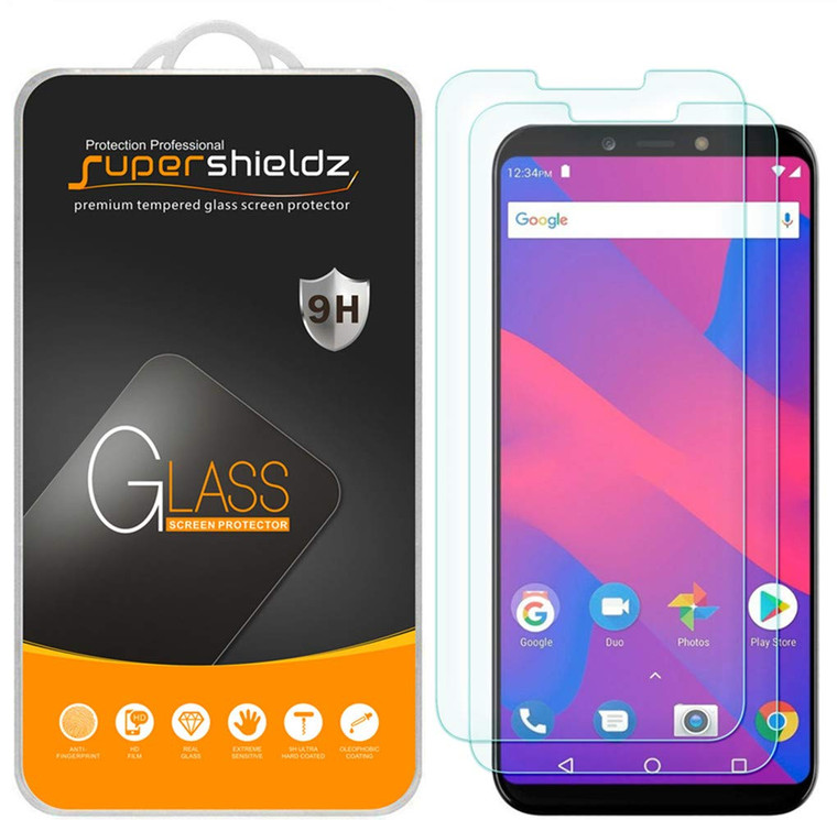 [2-Pack] Supershieldz for BLU Studio Mega (2018) Tempered Glass Screen Protector, Anti-Scratch, Anti-Fingerprint, Bubble Free