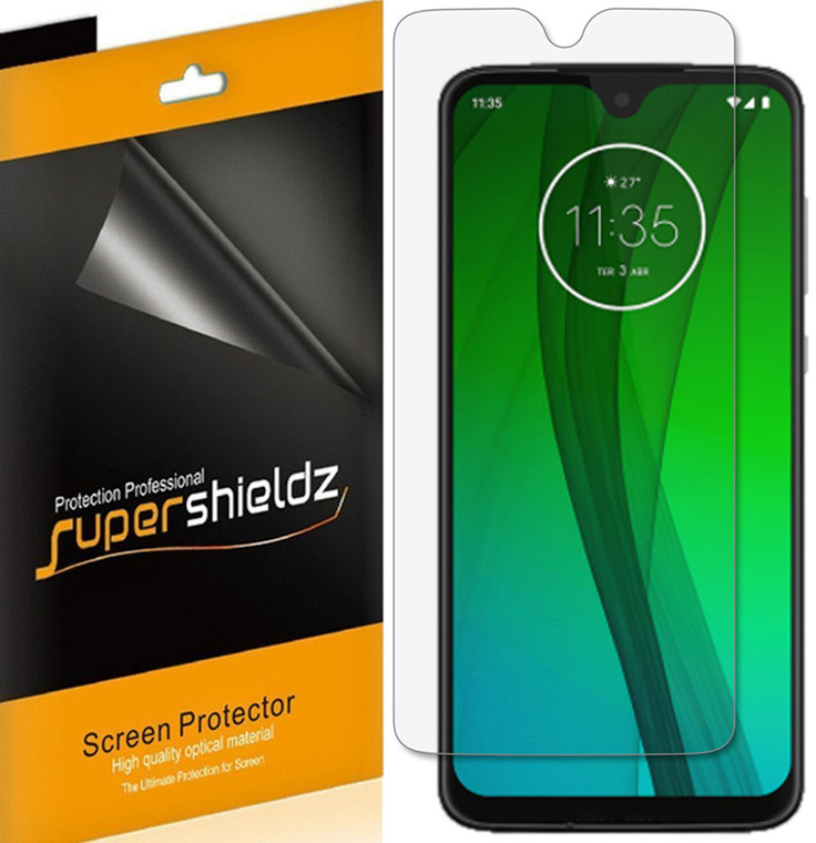 [6-Pack] Supershieldz for Motorola Moto G7 Plus Screen Protector, Anti-Bubble High Definition (HD) Clear Shield