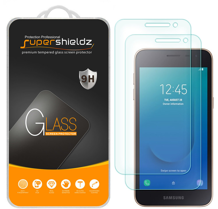 [2-Pack] Supershieldz for Samsung Galaxy J2 Pure Tempered Glass Screen Protector, Anti-Scratch, Anti-Fingerprint, Bubble Free