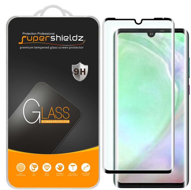 [2-Pack] Supershieldz for Huawei P30 Pro [Full Screen Coverage][3D Curved Glass] Tempered Glass Screen Protector, Anti-Scratch, Bubble Free (Black)