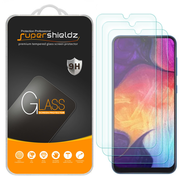 [3-Pack] Supershieldz for Samsung Galaxy A30 Tempered Glass Screen Protector, Anti-Scratch, Anti-Fingerprint, Bubble Free