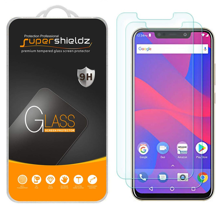 [2-Pack] Supershieldz for Blu R2 Plus (2019) 6.2" Tempered Glass Screen Protector, Anti-Scratch, Anti-Fingerprint, Bubble Free