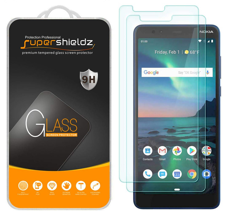 [2-Pack] Supershieldz for Nokia 3.1 Plus (US Cricket Wireless Version) Tempered Glass Screen Protector, Anti-Scratch, Anti-Fingerprint, Bubble Free