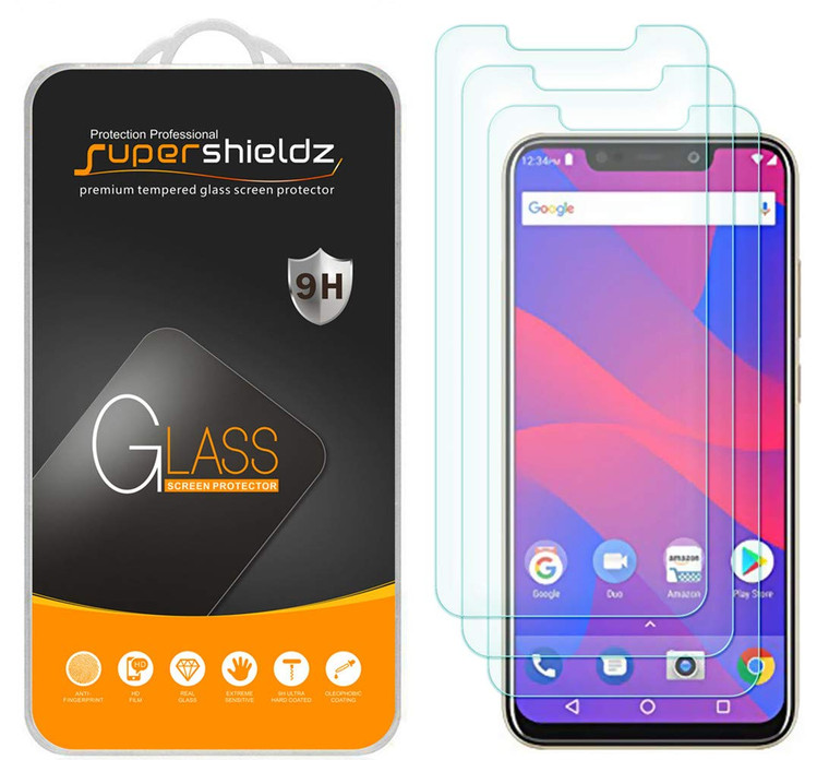 [3-Pack] Supershieldz for BLU Vivo One Plus (2019) 6.2" Tempered Glass Screen Protector, Anti-Scratch, Anti-Fingerprint, Bubble Free