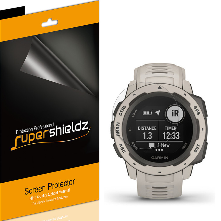 [6-Pack] Supershieldz for Garmin Instinct / Instinct Solar Screen Protector, Anti-Bubble High Definition (HD) Clear Shield