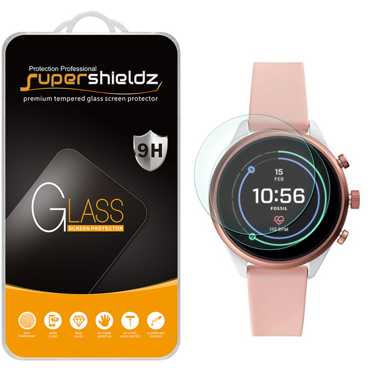 [2-Pack] Supershieldz for Fossil Sport Smartwatch 43mm (Gen4) Tempered Glass Screen Protector, Anti-Scratch, Anti-Fingerprint, Bubble Free