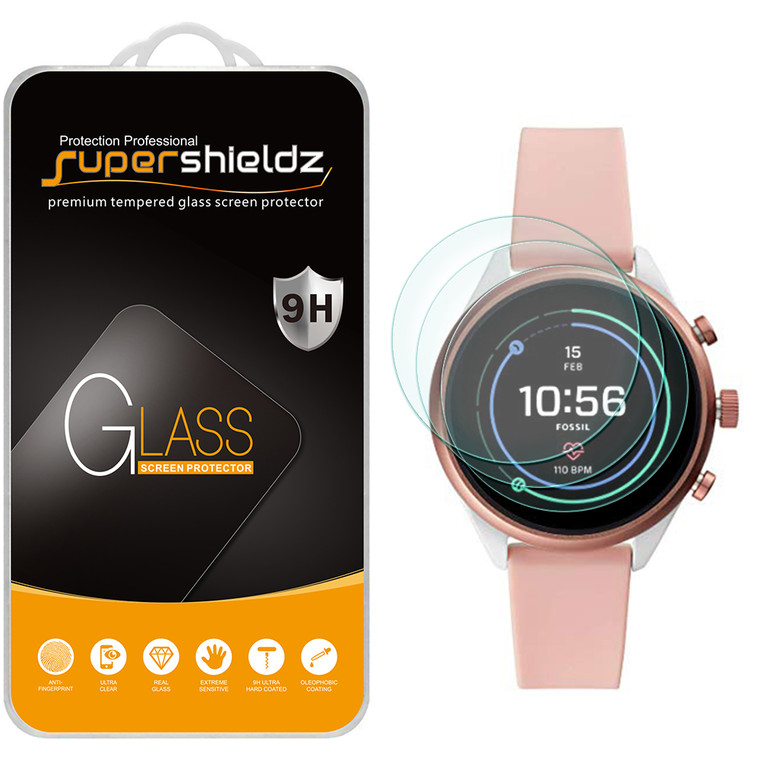 [3-Pack] Supershieldz for Fossil Sport Smartwatch 43mm (Gen4) Tempered Glass Screen Protector, Anti-Scratch, Anti-Fingerprint, Bubble Free