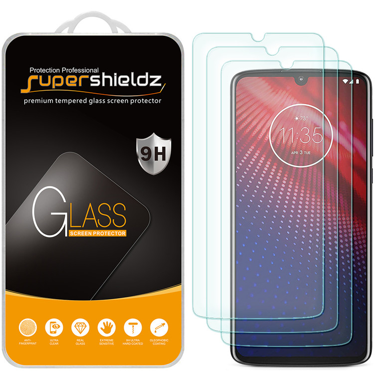 [3-Pack] Supershieldz for Motorola Moto Z4 Tempered Glass Screen Protector, Anti-Scratch, Anti-Fingerprint, Bubble Free