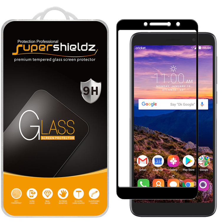 [2-Pack] Supershieldz for Alcatel ONYX / Alcatel TCL A1X (A503DL) / Alcatel 1X (2019) [Full Screen Coverage] Tempered Glass Screen Protector, Anti-Scratch, Bubble Free (Black)