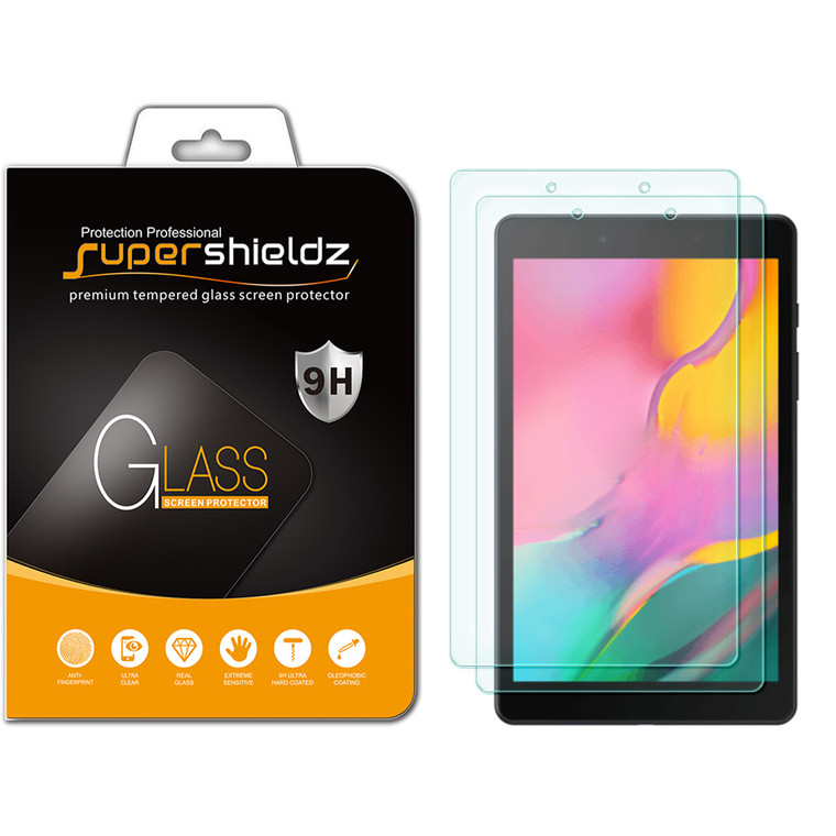 [2-Pack] Supershieldz for Samsung Galaxy Tab A 8.0 (2019) (SM-T290) Tempered Glass Screen Protector, Anti-Scratch, Anti-Fingerprint, Bubble Free