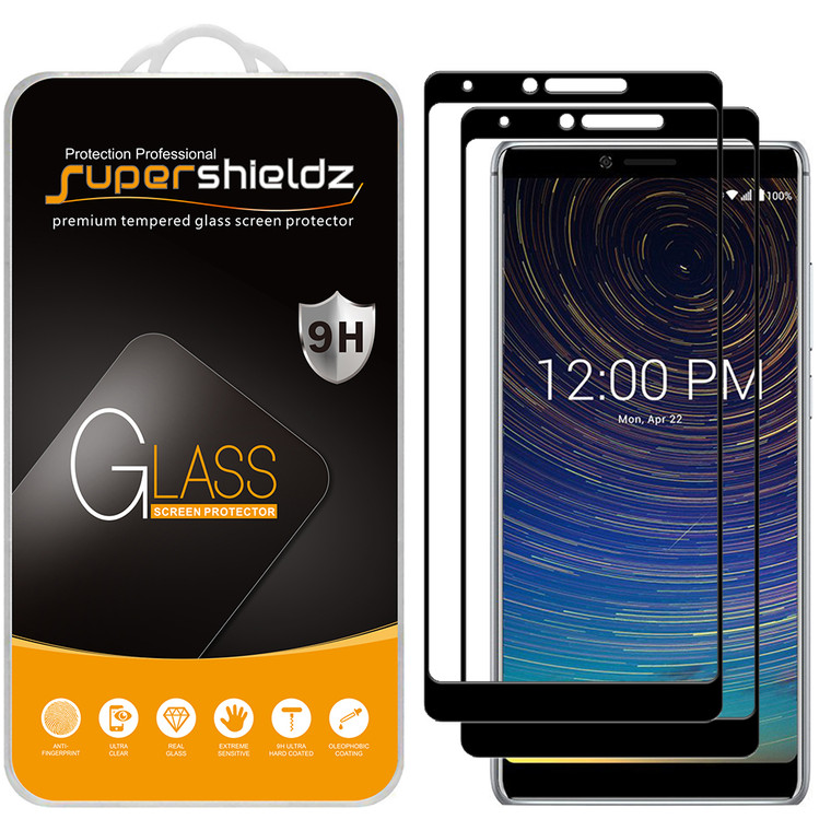 [2-Pack] Supershieldz for Coolpad Legacy [Full Screen Coverage] Tempered Glass Screen Protector, Anti-Scratch, Bubble Free (Black)