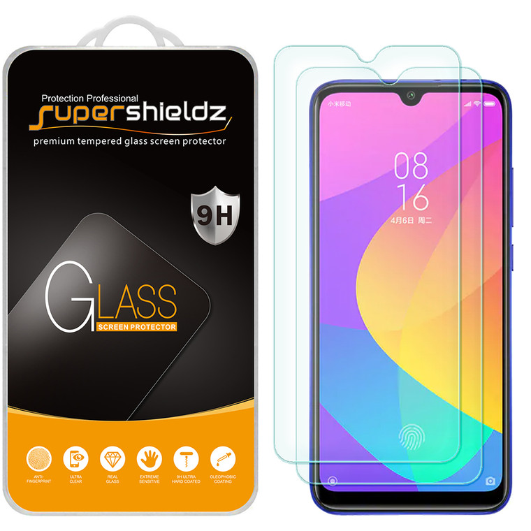 [2-Pack] Supershieldz for Xiaomi Mi A3 / Mi CC9e Tempered Glass Screen Protector, Anti-Scratch, Anti-Fingerprint, Bubble Free