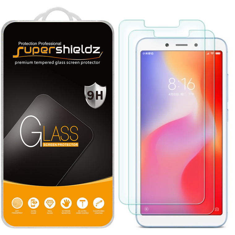 [2-Pack] Supershieldz for Xiaomi Redmi 6 / Redmi 6A Tempered Glass Screen Protector, Anti-Scratch, Anti-Fingerprint, Bubble Free